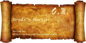 Orsós Martin névjegykártya
